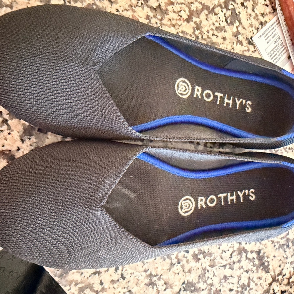 Rothy's Black Flats with Blue Trim - Picture 3 of 4